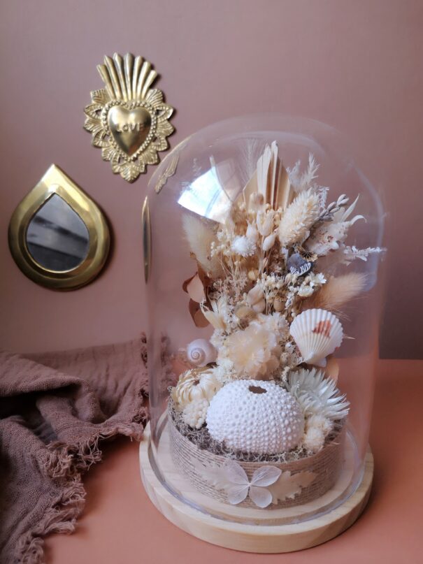 Participer à un atelier cloche de fleurs séchées et coquillages- [Acompte] – Image 2